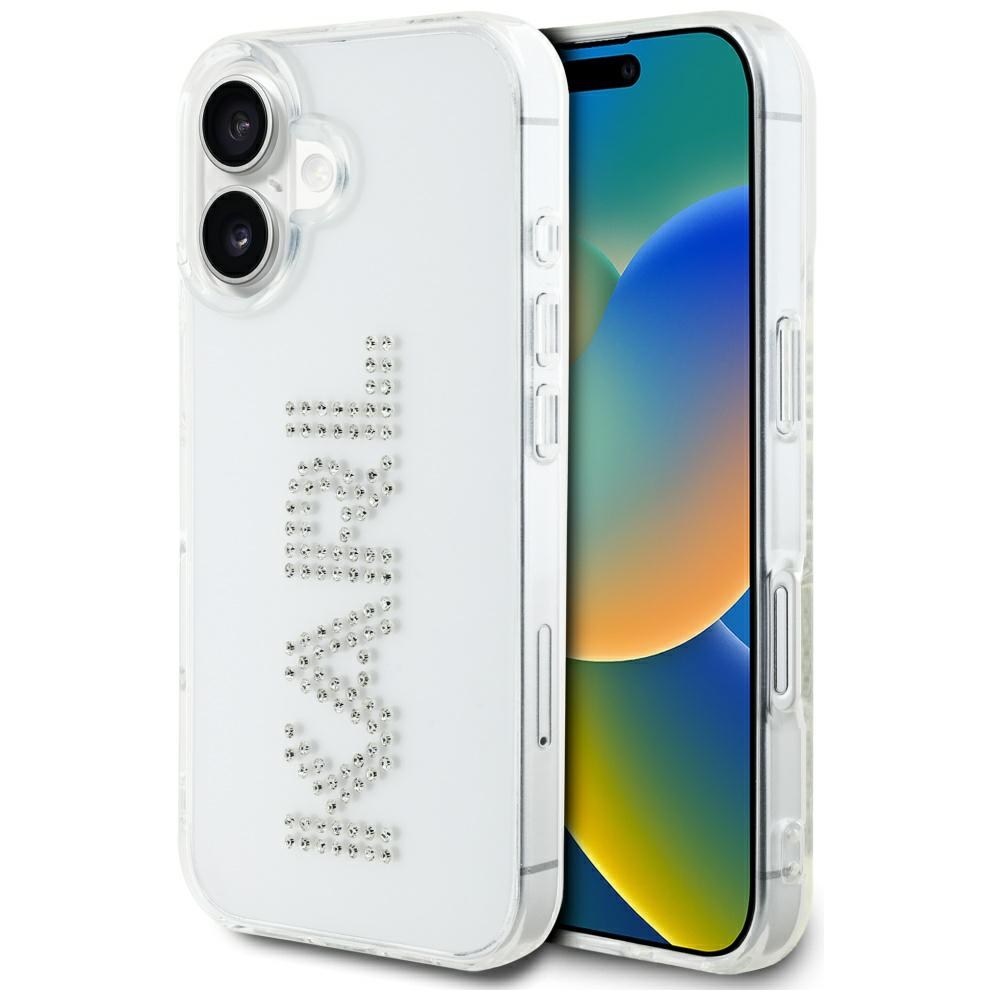 Karl Lagerfeld IML Rhinestones Logo Transparent Kryt iPhone 16