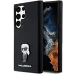 Karl Lagerfeld KLHCLSMHKNPK S928 Black Silicone Ikonik Metal Pin Kryt Samsung Galaxy S24 Ultra