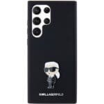 Karl Lagerfeld KLHCLSMHKNPK S928 Black Silicone Ikonik Metal Pin Kryt Samsung Galaxy S24 Ultra