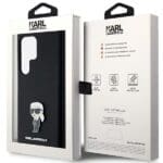 Karl Lagerfeld KLHCLSMHKNPK S928 Black Silicone Ikonik Metal Pin Kryt Samsung Galaxy S24 Ultra