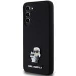 Karl Lagerfeld KLHCMSMHKCNPK S916 Hardcase Black Silicone Karl&Choupette Metal Pin Kryt Samsung Galaxy S23 Plus