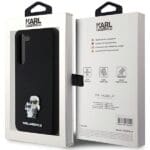 Karl Lagerfeld KLHCMSMHKCNPK S916 Hardcase Black Silicone Karl&Choupette Metal Pin Kryt Samsung Galaxy S23 Plus
