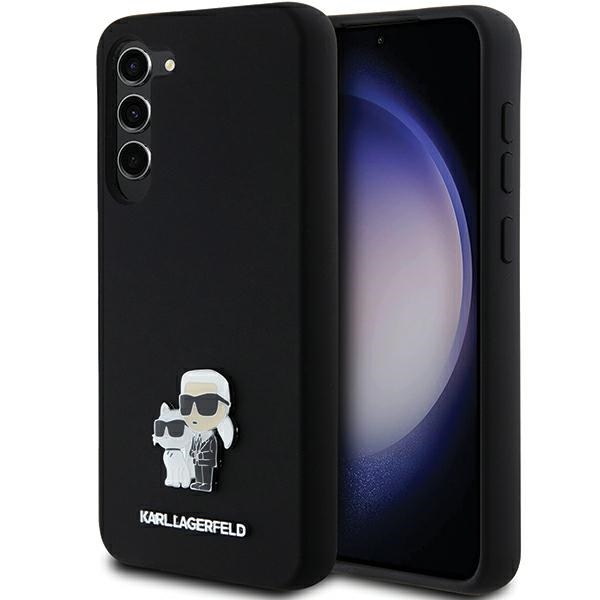 Karl Lagerfeld KLHCMSMHKCNPK S926 Hardcase Black Silicone Karl&Choupette Metal Pin Kryt Samsung Galaxy S24 Plus