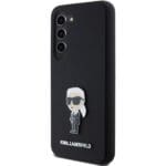Karl Lagerfeld KLHCMSMHKNPK S926 Black Silicone Ikonik Metal Pin Kryt Samsung Galaxy S24 Plus