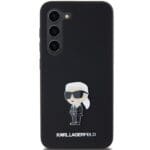 Karl Lagerfeld KLHCMSMHKNPK S926 Black Silicone Ikonik Metal Pin Kryt Samsung Galaxy S24 Plus