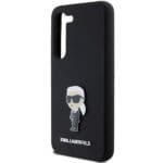 Karl Lagerfeld KLHCMSMHKNPK S926 Black Silicone Ikonik Metal Pin Kryt Samsung Galaxy S24 Plus