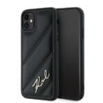 Karl Lagerfeld KLHCN61PQDSMGK Black Hardcase Diagonal Quilted Script Kryt iPhone 11/XR