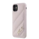 Karl Lagerfeld KLHCN61PQDSMGP Pink Hardcase Diagonal Quilted Script Kryt iPhone 11/XR