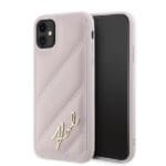 Karl Lagerfeld KLHCN61PQDSMGP Pink Hardcase Diagonal Quilted Script Kryt iPhone 11/XR