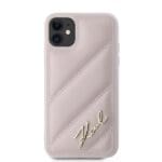 Karl Lagerfeld KLHCN61PQDSMGP Pink Hardcase Diagonal Quilted Script Kryt iPhone 11/XR