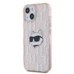 Karl Lagerfeld KLHCP13MHKLPCHP Pink Hardcase IML Choupette Head & Monogram Kryt iPhone 13