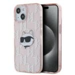 Karl Lagerfeld KLHCP13MHKLPCHP Pink Hardcase IML Choupette Head & Monogram Kryt iPhone 13