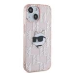 Karl Lagerfeld KLHCP13MHKLPCHP Pink Hardcase IML Choupette Head & Monogram Kryt iPhone 13