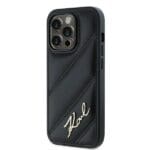 Karl Lagerfeld KLHCP13XPQDSMGK Black Hardcase Diagonal Quilted Script Kryt iPhone 13 Pro Max