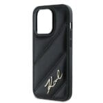 Karl Lagerfeld KLHCP13XPQDSMGK Black Hardcase Diagonal Quilted Script Kryt iPhone 13 Pro Max