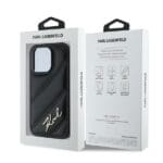 Karl Lagerfeld KLHCP13XPQDSMGK Black Hardcase Diagonal Quilted Script Kryt iPhone 13 Pro Max