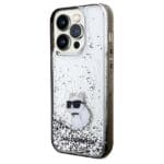 Karl Lagerfeld KLHCP14LLKCNSK Transparent Hardcase Liquid Glitter Choupette Kryt iPhone 14 Pro