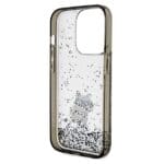 Karl Lagerfeld KLHCP14LLKCNSK Transparent Hardcase Liquid Glitter Choupette Kryt iPhone 14 Pro