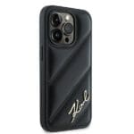 Karl Lagerfeld KLHCP14LPQDSMGK Black Hardcase Diagonal Quilted Script Kryt iPhone 14 Pro