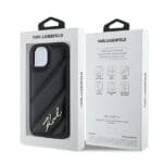 Karl Lagerfeld KLHCP14SPQDSMGK Black Hardcase Diagonal Quilted Script Kryt iPhone 13/14/15
