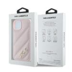 Karl Lagerfeld KLHCP14SPQDSMGP Pink Hardcase Diagonal Quilted Script Kryt iPhone 13/14/15
