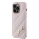 Karl Lagerfeld KLHCP14XPQDSMGP Pink Hardcase Diagonal Quilted Script Kryt iPhone 14 Pro Max