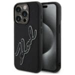 Karl Lagerfeld KLHCP15L3DRKSDLK Black Hardcase 3D Rubber Signature Kryt iPhone 15 Pro