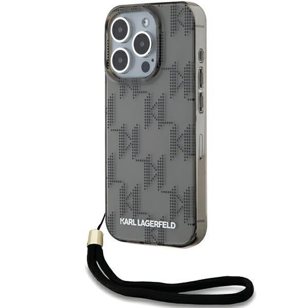 Karl Lagerfeld KLHCP15LHKDPNSK Black Hardcase IML Mono KL Pattern & Cord Kryt iPhone 15 Pro