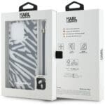 Karl Lagerfeld KLHCP15LHZBPKCCK Black Hardcase IML Zebra Pattern & Cord Kryt iPhone 15 Pro