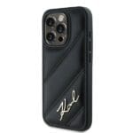 Karl Lagerfeld KLHCP15LPQDSMGK Black Hardcase Diagonal Quilted Script Kryt iPhone 15 Pro