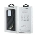 Karl Lagerfeld KLHCP15LPQDSMGK Black Hardcase Diagonal Quilted Script Kryt iPhone 15 Pro