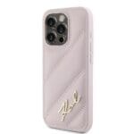 Karl Lagerfeld KLHCP15LPQDSMGP Pink Hardcase Diagonal Quilted Script Kryt iPhone 15 Pro