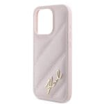 Karl Lagerfeld KLHCP15LPQDSMGP Pink Hardcase Diagonal Quilted Script Kryt iPhone 15 Pro