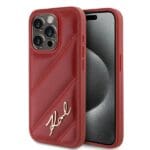 Karl Lagerfeld KLHCP15LPQDSMGR Red Hardcase Diagonal Quilted Script Kryt iPhone 15 Pro