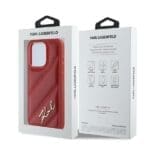 Karl Lagerfeld KLHCP15LPQDSMGR Red Hardcase Diagonal Quilted Script Kryt iPhone 15 Pro