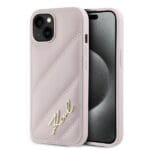 Karl Lagerfeld KLHCP15MPQDSMGP Pink Hardcase Diagonal Quilted Sc Kryt iPhone 14 Plus/15 Plus
