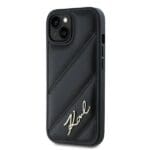 Karl Lagerfeld KLHCP15SPQDSMGK Black Hardcase Diagonal Quilted Script Kryt iPhone 13/14/15