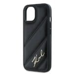 Karl Lagerfeld KLHCP15SPQDSMGK Black Hardcase Diagonal Quilted Script Kryt iPhone 13/14/15
