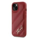 Karl Lagerfeld KLHCP15SPQDSMGR Red Hardcase Diagonal Quilted Script Kryt iPhone 13/14/15