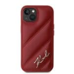 Karl Lagerfeld KLHCP15SPQDSMGR Red Hardcase Diagonal Quilted Script Kryt iPhone 13/14/15