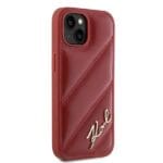 Karl Lagerfeld KLHCP15SPQDSMGR Red Hardcase Diagonal Quilted Script Kryt iPhone 13/14/15