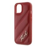 Karl Lagerfeld KLHCP15SPQDSMGR Red Hardcase Diagonal Quilted Script Kryt iPhone 13/14/15