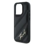 Karl Lagerfeld KLHCP15XPQDSMGK Black Hardcase Diagonal Quilted Script Kryt iPhone 15 Pro Max