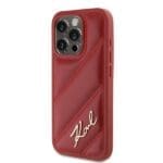 Karl Lagerfeld KLHCP15XPQDSMGR Red Hardcase Diagonal Quilted Script Kryt iPhone 15 Pro Max