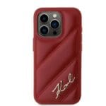 Karl Lagerfeld KLHCP15XPQDSMGR Red Hardcase Diagonal Quilted Script Kryt iPhone 15 Pro Max