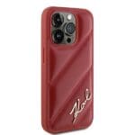 Karl Lagerfeld KLHCP15XPQDSMGR Red Hardcase Diagonal Quilted Script Kryt iPhone 15 Pro Max