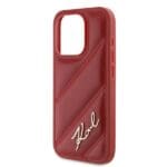 Karl Lagerfeld KLHCP15XPQDSMGR Red Hardcase Diagonal Quilted Script Kryt iPhone 15 Pro Max