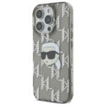 Karl Lagerfeld KLHCP16LHKLPKHK Black Hardcase IML Karl Head Electroplated Kryt iPhone 16 Pro