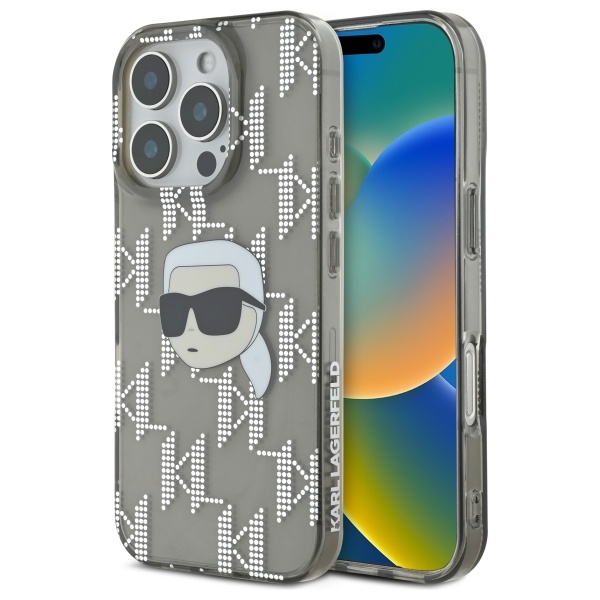 Karl Lagerfeld KLHCP16LHKLPKHK Black Hardcase IML Karl Head Electroplated Kryt iPhone 16 Pro