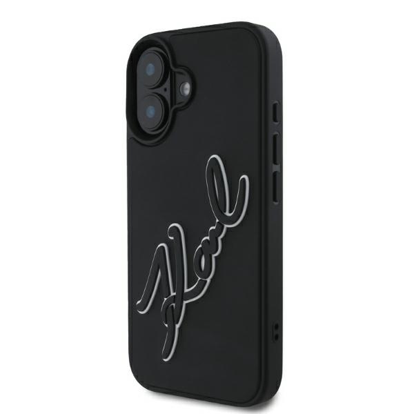 Karl Lagerfeld KLHCP16S3DRKSDLK Black Hardcase 3D Rubber Signature Kryt iPhone 16